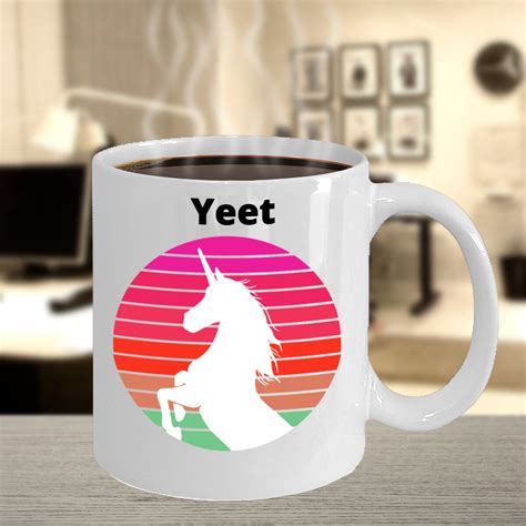 Yeet Unicorn Coffee Mug Unicorn Yeet Mug Yeet Unicorn Retro Etsy