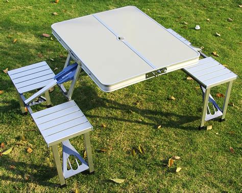 Outdoor Portable Folding Integrated Tables Chairs Aluminum Combination