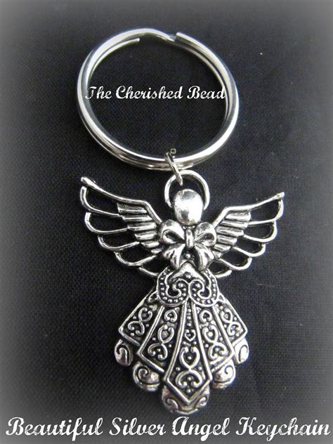 Large Silver Beautiful Angel Keychain