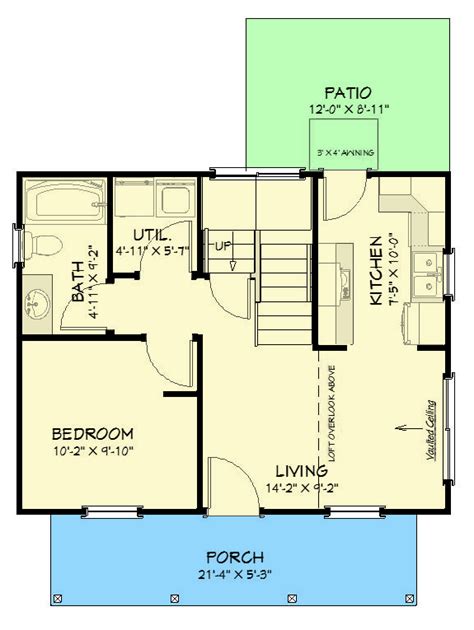 650 Square Foot Cottage With Upstairs Loft 430821sng Architectural