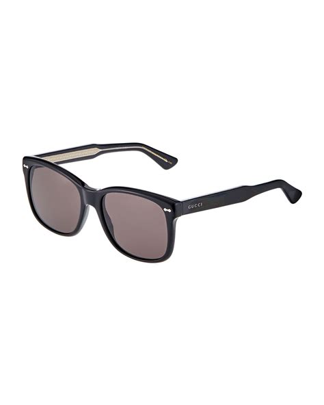 gucci oversized square acetate sunglasses in black modesens