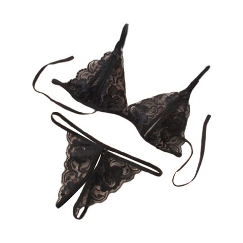 taluosi erotic women lace see through triangle cup bra open crotch briefs underwear set