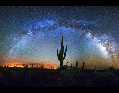 The Milky Way Over The Cactuses In Arizona Storm Chaser Captures
