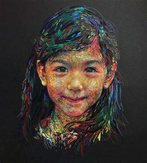 Swirling Patches Of Multi Hued Colored Pencil Compose Portraits By