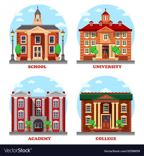 School And University Academy College Buildings Vector Image