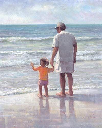 Father And Daughter Art Print Beach Nautical Nursery Ocean Waves