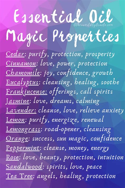 Essential Oil Magical Properties Chart And Magical Uses Artofit