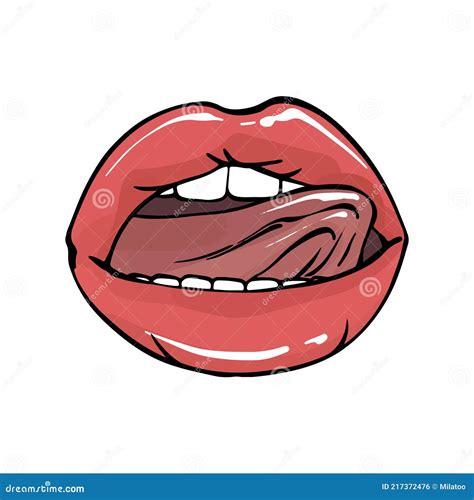 Lips With Tongue Erotic Illustration T Shirt Print Open Mouth Lips Art In Vector Stock Vector
