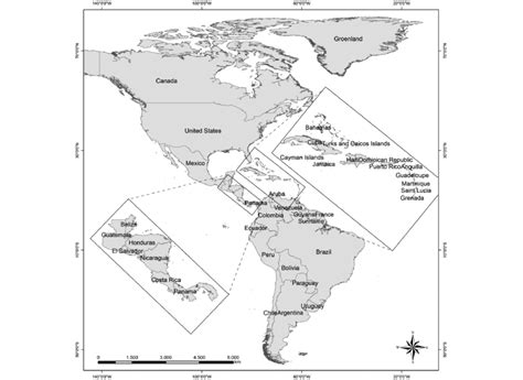 Map Of The North Central And South American Countries Download