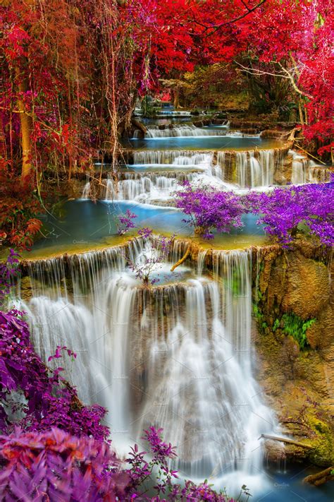 Waterfall Featuring Autumn Background And Beautiful High Quality