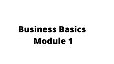 Module 1 Business Basics For Startups Youtube