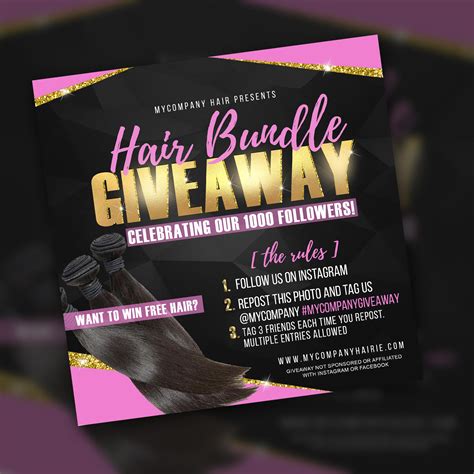 Hair Bundle Giveaway Flyer Custom Giveaway Flyer Instagram Etsy