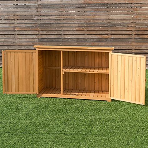 Goplus Wooden Garden Shed Fir Wood Outdoor Storage Cabinet Double Door