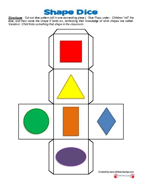 Shape Dice Printables And Template For Pre K 2nd Grade Lesson Planet