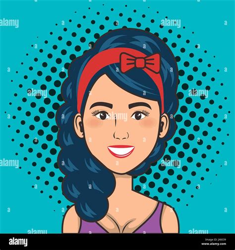 woman smiling face comic pop art style stock vector image and art alamy