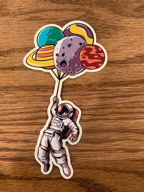 Floating Astronaut Waterproof Vinyl Sticker Colorful Etsy