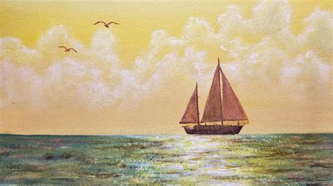 Sunset Sailboat Acrylic Painting Live Instruction Youtube