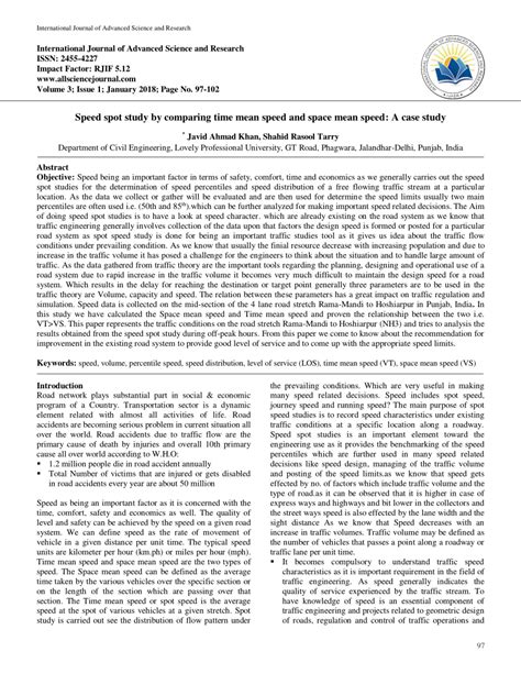 A si~ple linear regression analysis ov. (PDF) Speed spot study by comparing time mean speed and ...