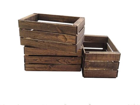 3 Small Wooden Crates Fully Assembled And Dyed Dark Brown Etsy