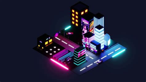 Blender Animation Isometric Cyberpunk City Youtube