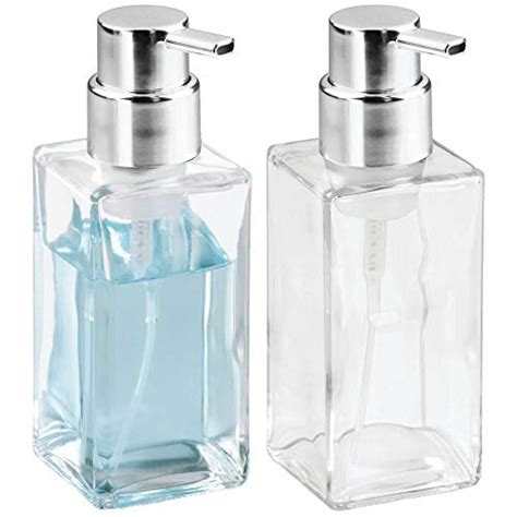 Mdesign Modern Square Glass Refillable Foaming Hand Soap Dispenser Pump