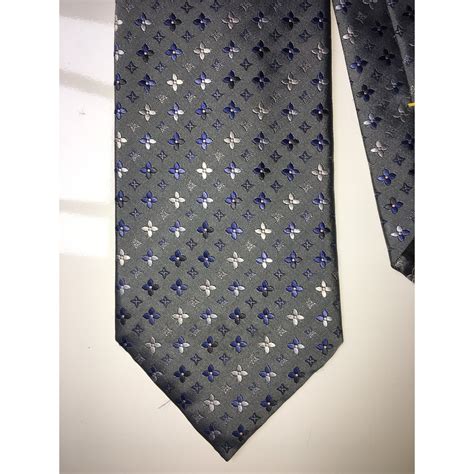 Louis Vuitton Tie Blue Grey Silk Ref39724 Joli Closet