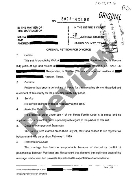 Bexar Texas Original Petition For Divorce Us Legal Forms