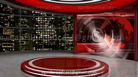 News TV Studio Set 59 Virtual Green Screen Background Loop Green