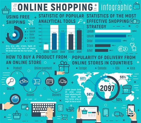 Online Shopping E Commerce Infographics Concept 16545475 Vector Art At