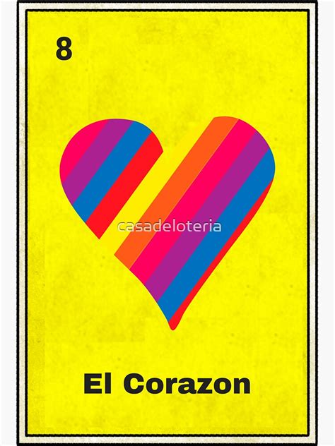 El Corazon Mexican Loteria Bingo Card Sticker For Sale By Casadeloteria Redbubble