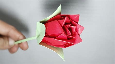 Origami Rose With Stem And Calyx Tutorial Modular How To Make An