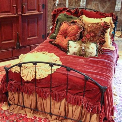 Bohemian House Bliss Red Velvet Bedspread Eclectic Bedroom Bed