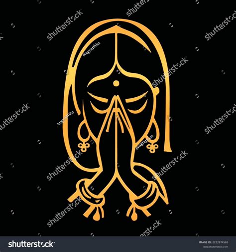 Namaste Symbol Png Golden Embossed Style ภาพประกอบสต็อก 2232874565
