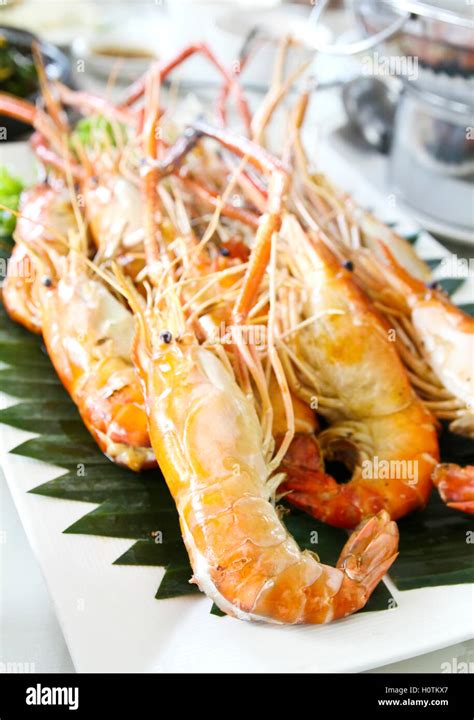 Grilled Shrimp Seafood Of Thailand Stock Photo Alamy
