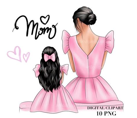 Mother Daughter Clipart Mom Girl Clipart Mom Clipart Mommy Etsy In 2021 Girl Clipart Mother