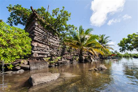 Fototapeta A Channel And Town Walls In Nan Madol Prehistoric Ruined
