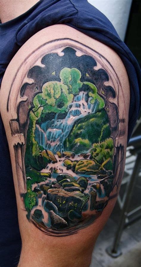 Mountain means backing up, implying that no matter in business or career, there will be a patron. Waterfall Tattoos | Тату