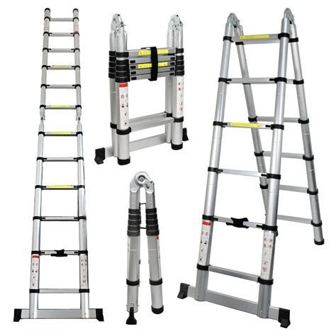 5m Aluminium Multipurpose Ladder Telescopic Folding Step Stairs En131
