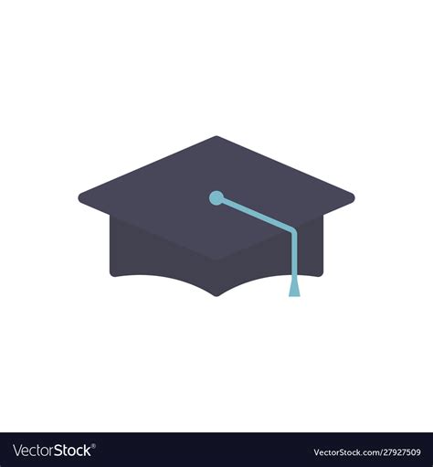 School Hat Graduation Flat Style Icon Royalty Free Vector