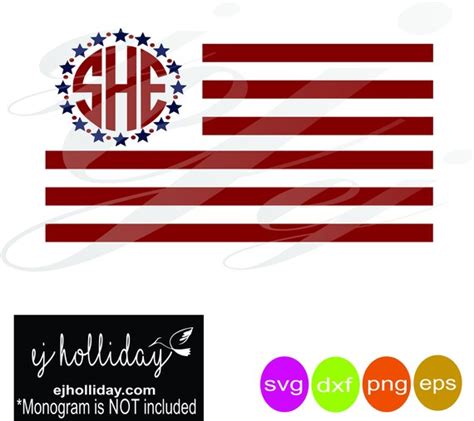 American Flag Monogram Svg Eps Png Dxf Digital Cutting Design Etsy