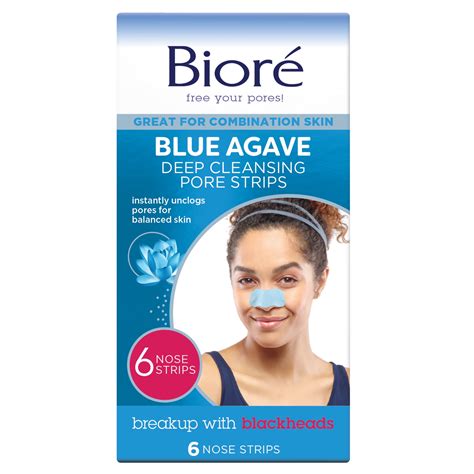Biore Blue Agave Deep Cleansing Blackhead Removing Pore Strips 6ct