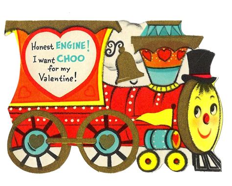Vintage Childs Valentine Honest Engine I Want Choo For My Valentine