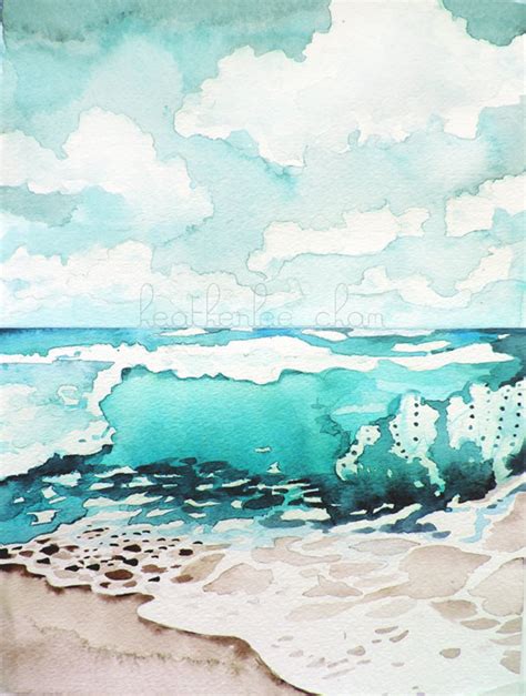 √ Beach Landscape Watercolor