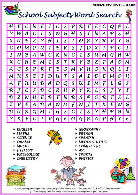 Subjects Word Search