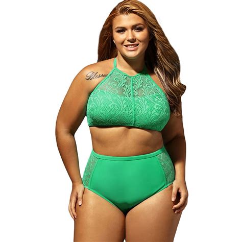 2017 plus size women high waist bikini set brazilian big chest push up sexy swimwear xxxxl big
