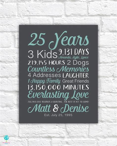 25th Wedding Anniversary T Married Or Together For 25 Etsy 25