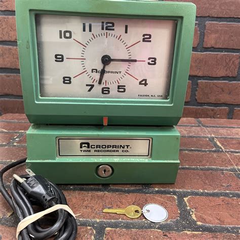 Acroprint Time Recorder Clock 125nr4 With Key Parts Or Repair Ebay