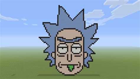 Minecraft Pixel Art Rick Head From Rick And Morty Youtube