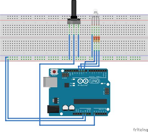 Rgb Led With Potentiometer Arduino Tutorial Codebender Blog