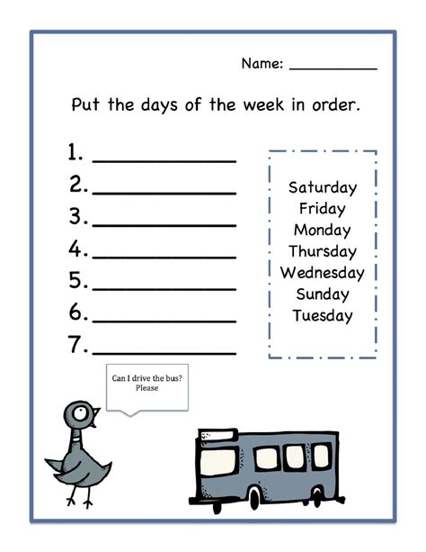 Days Of The Week 1 Worksheet School Worksheets 1st Grade Math Games